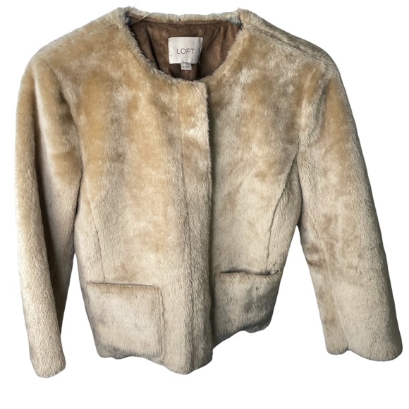 NWT LOFT Faux Fur Suede Jacket Coat Size Small - Picture 3 of 13